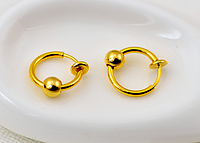 Cерьга кольцо обманка для пирсинга золотистый(носа,ушей,губ) с фиксатором
