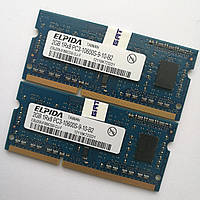 Пара оперативної пам'яті для ноутбука Elpida SODIMM DDR3 4Gb (2+2) 1333MHz 10600s CL9 (EBJ20UF8BCS0-DJ-F) Б/В