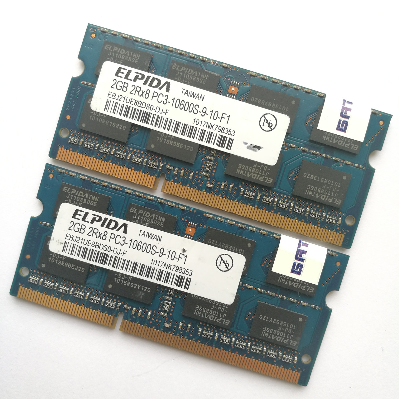 Комплект оперативної пам'яті для ноутбука Elpida SODIMM DDR3 4Gb (2+2) 1333MHz 10600s (EBJ21UE8BDSO-DJ-F) Б/В, фото 1