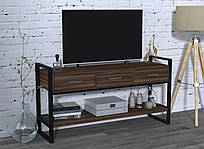 Консоль із шухлядами L-145 Loft Design, низький пристінний столик у стилі лофт Горіх Модена