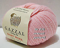 Нитки пряжа для в'язання Baby wool Gazzal Бебі вул Газзал №836 - ніжний рожевий