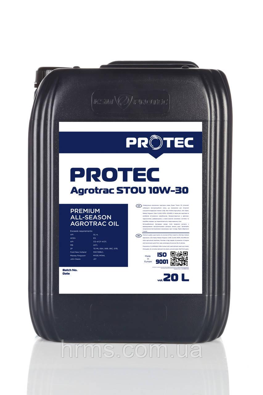 Масло STOU 10W-30 для аграрної техніки каністра 20л PROTEC Agrotrac STOU 10W-30 Олива СТОУ 10в30 до с/г