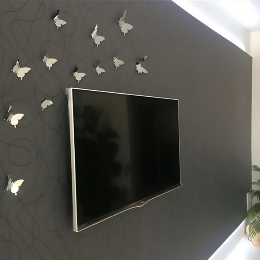 3D зеркальные бабочки для декора-12 шт. Наклейки-бабочки на стену хром. - фото 7 - id-p787497531