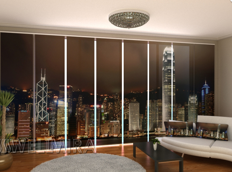 Панель фото штора "Гонконг горизонт" 480 х 240 см