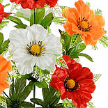 Букет атласний мак потрійний, 41см (24 шт в уп), фото 2