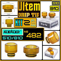 №482 Aleader ULTEM / PEI 510/810 Drip Tip KIT 2pcs, Комлект дрип типов из Ultem.