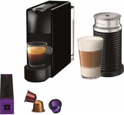 Кавомашина капсульна Nespresso Essenza Mini C30 Black + Капучинатор Nespresso Aeroccino 3