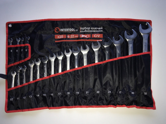 Набір ключів комбінованих 20ед., 6-32мм Cr-V INTERTOOL HT-1253 Набір ключів комбінованих 20ед., 6-32мм Cr-V INTERTOOL HT-1253