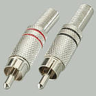 Штекер RCA під кабель із пружиною, діам. - 6,5 мм, корпус метал 10 штук