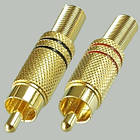 Штекер RCA під кабель із пружиною gold, діам.- 6,5 мм, корпус метал