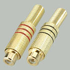 Гніздо RCA під кабель із пружиною gold, діам.- 6,5 мм, корпус метал 10 штук