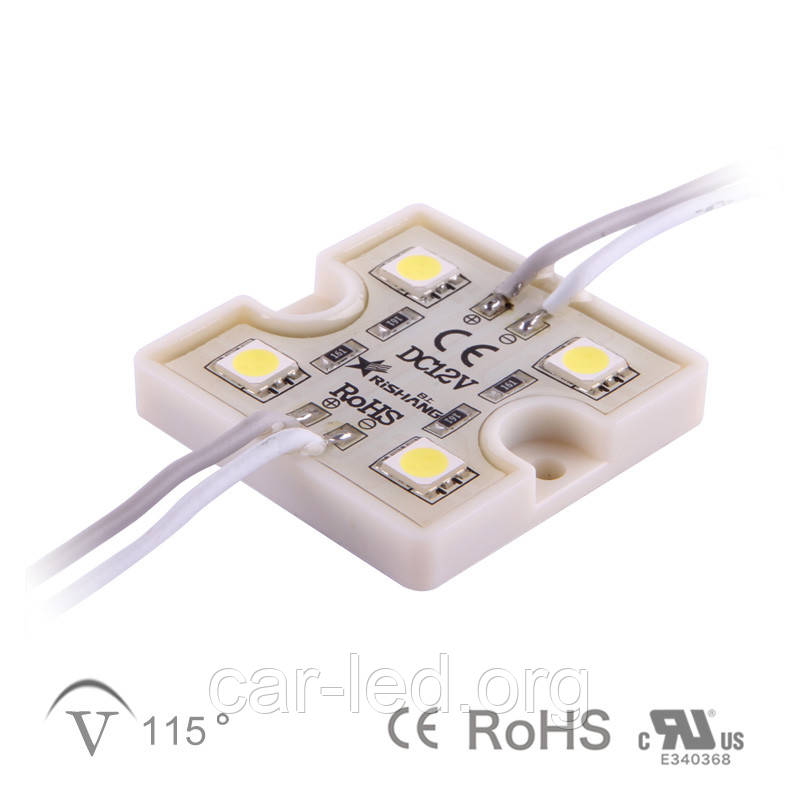 Светодиодный модуль, 0,96W Синий (Blue) (525-530nm) SMD5050 LED (4 LED) IP65