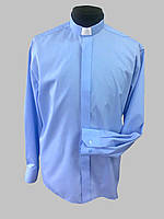 Сорочка для священників світло-блакитного кольору з довгим рукавом