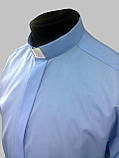 Сорочка для священників світло-блакитного кольору з довгим рукавом, фото 3