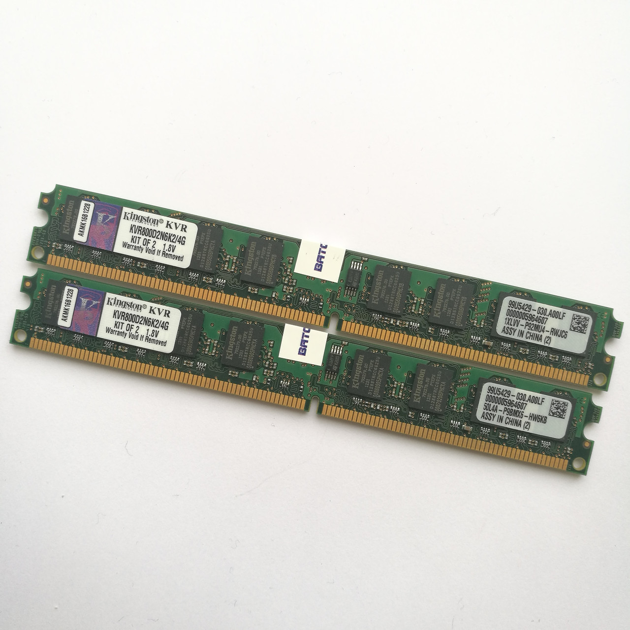 Оперативна пам'ять Kingston DDR2 VLP 4Gb (2GB+2GB) KIT of 2 800MHz PC2 6400U LP CL6 (KVR800D2N6K2/4G) Б/В