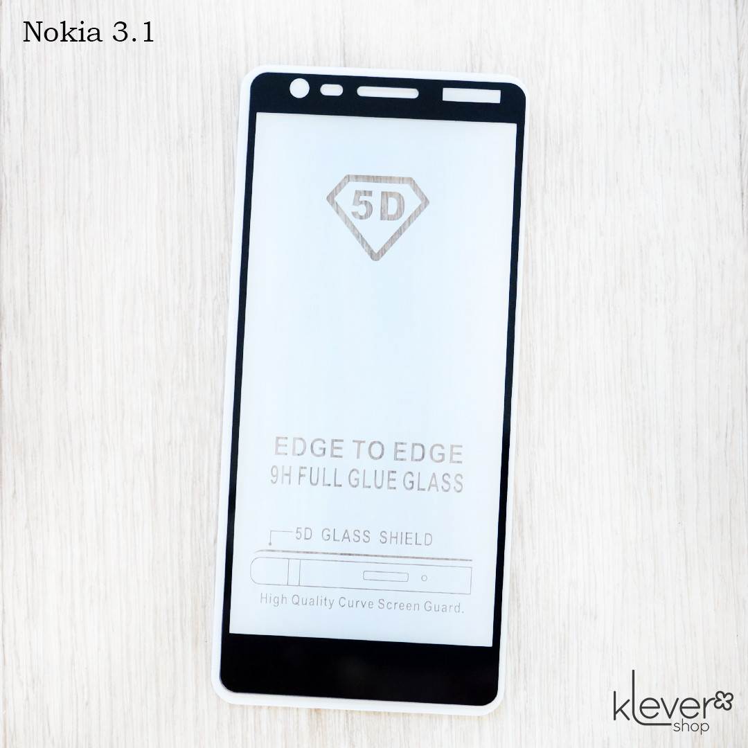 Захисне скло Full Glue для Nokia 3.1 (black) (клеїться всією поверхнею (5D)))