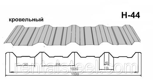 Профнастил покрівельний Н-44 оцинк.