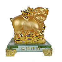 Статуетка Свинка з чашею багатства - висота 11,5 см жовта (С0051)