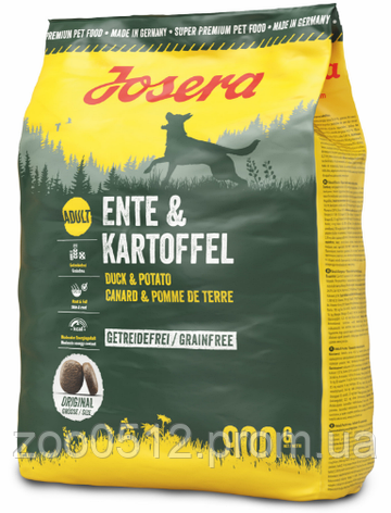 Josera Ente & Kartoffel сухий корм для дорослих собак зі смаком качки і 900 г картоплі, фото 2