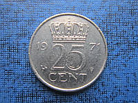 Монета 25 центов Нидерланды 1971 1970 1954 1977 четыре даты цена за 1 монету
