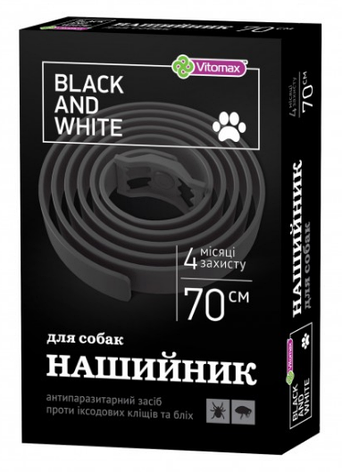 Vitomax Black & White (Black) 70 см — нашийник проти бліх і кліщів для собак, фото 2