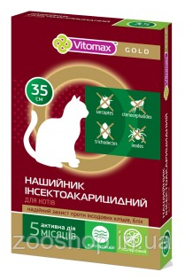 Vitomax Gold нашийник для кішок від бліх і кліщів 35 см