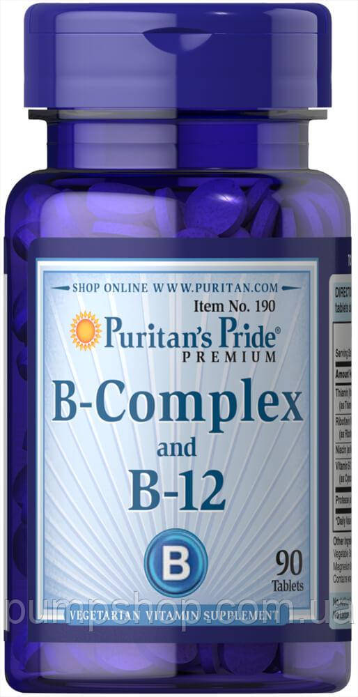 Вітамін В комплекс з В12 Puritan's Pride Vitamin B-Complex with B-12 90 таб.