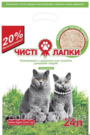 Чисті Лапки Економ наповнювач для туалету деревний 6 кг, фото 2