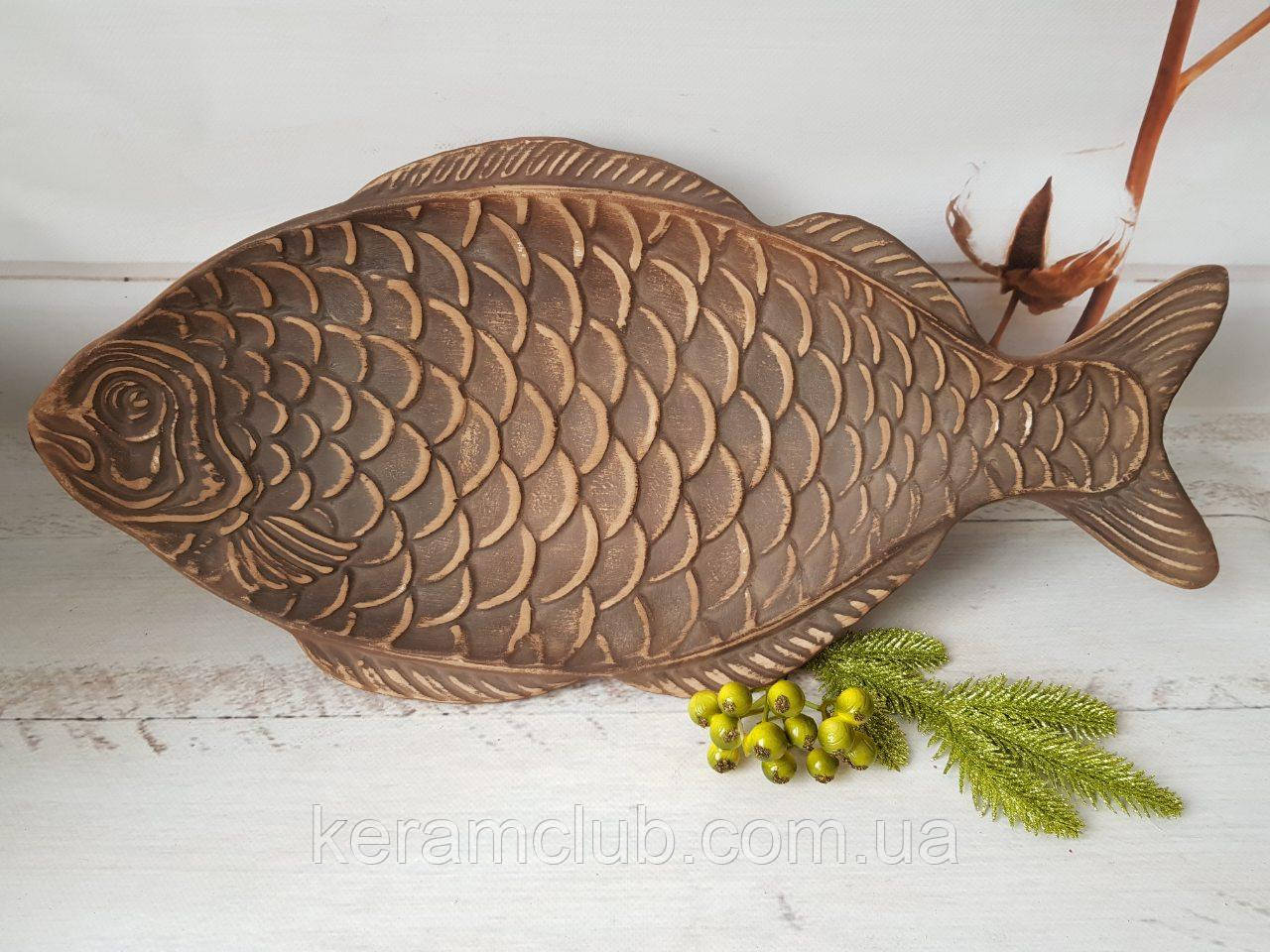 Блюдо для риби з червоної глини 50 см