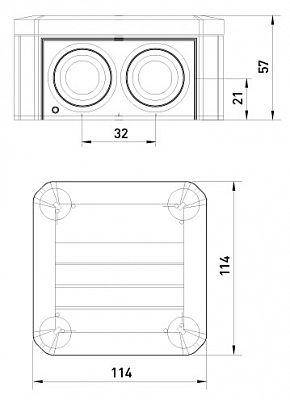 Коробка розподільна Т60 IP66, 114х114х57мм, ударостійка та ультрафіолетостійка, фото 2