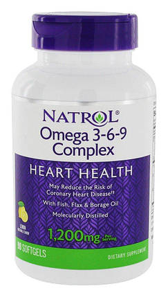 Omega 3-6-9 Complex Lemon Flavor Natrol 90 Softgels, фото 2