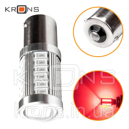 LED 1156 BA15S P21W лампа в автомобіль, 33 SMD 5630, червоний