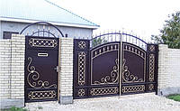 Металлические распашные въездные ворота с калиткой, код: К-0119
