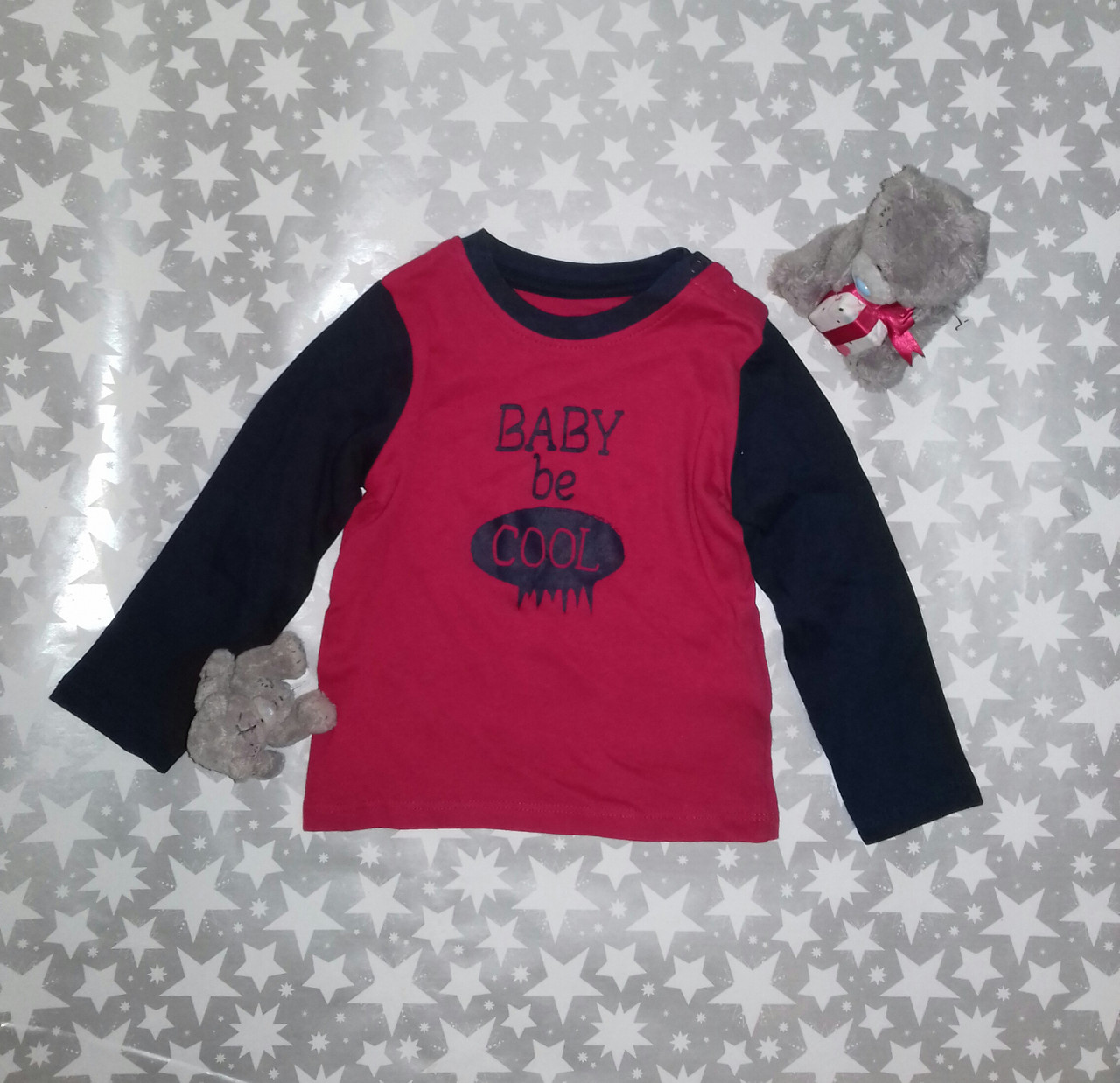 Кофта для хлопчика червона із синіми рукавами Lupilu р.74/80, фото 1