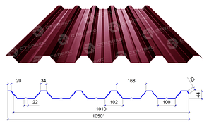 Сталекс Профнастил ПН-44 0,40 PE RAL 3005 Китай (Економ)