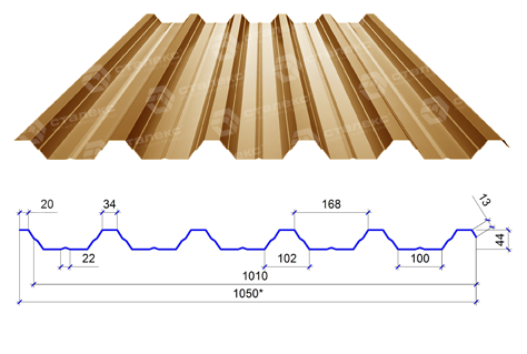 Сталекс Профнастил ПН-44 0,50 PEMA RAL 8004 Німеччина