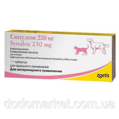 Синулокс 250 мг 10 таблеток — антибіотик для котів і собак, фото 1