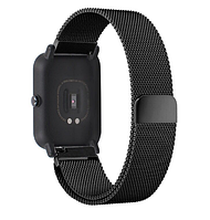 Металлический ремешок Milanese Xiaomi Amazfit Bip / Lite / 20 мм миланская петля Черный 1901P