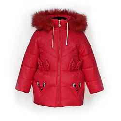Дитяча зимова куртка для дівчинки на підстібці з овчинки розміри 86-104