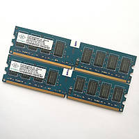 Пара оперативної пам'яті Nanya DDR2 4Gb (2Gb+2Gb) 800MHz PC2 6400U CL6 (NT2GT64U8HD0BY-AD) Б/В