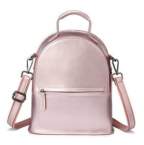 Рюкзак сумка (трансформер) міський жіночий шкіряний (рожевий)