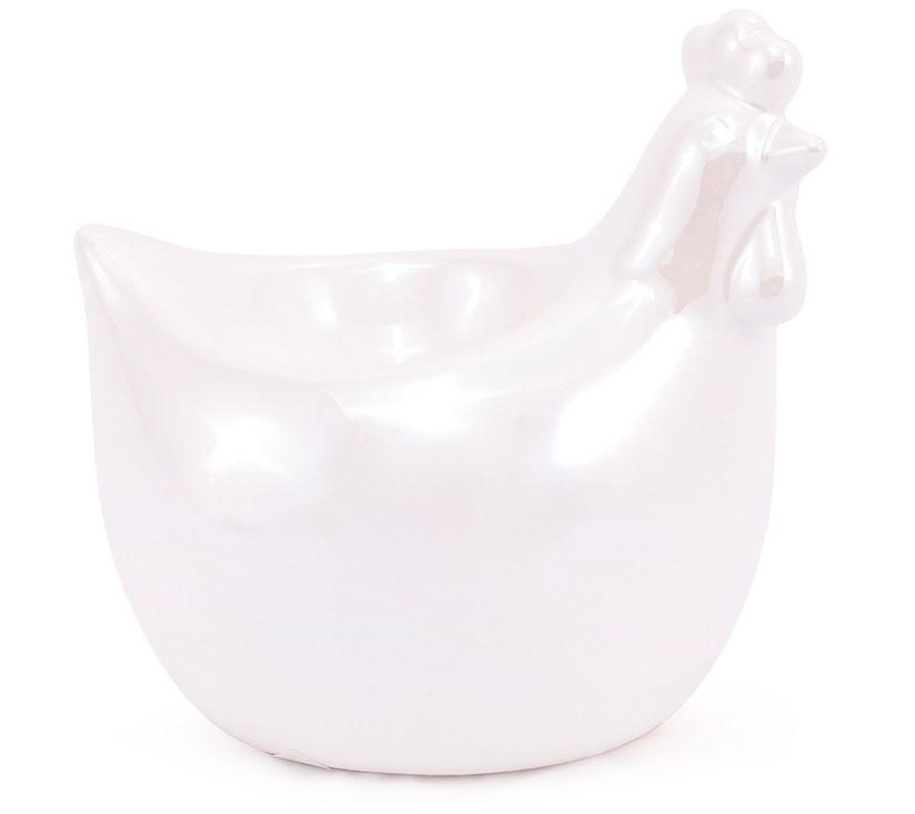 Підставка для яйця Курочка, 10 см, колір — білий перламутровий, фото 1