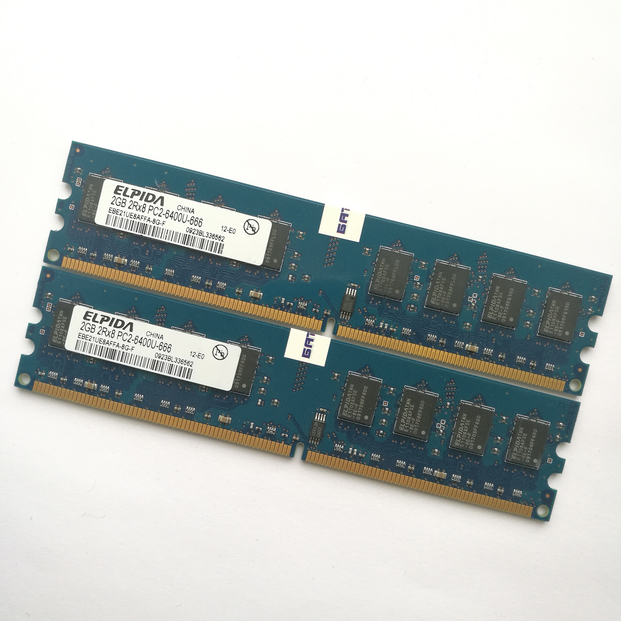 Пара оперативної пам'яті Elpida DDR2 4Gb (2Gb+2Gb) 800MHz PC2 6400U CL6 (EBE21UE8AFFA-8G-F) Б/В