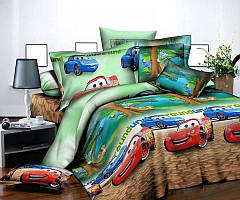 Дитяча постільна білизна - бязь голд Маквін на зеленому