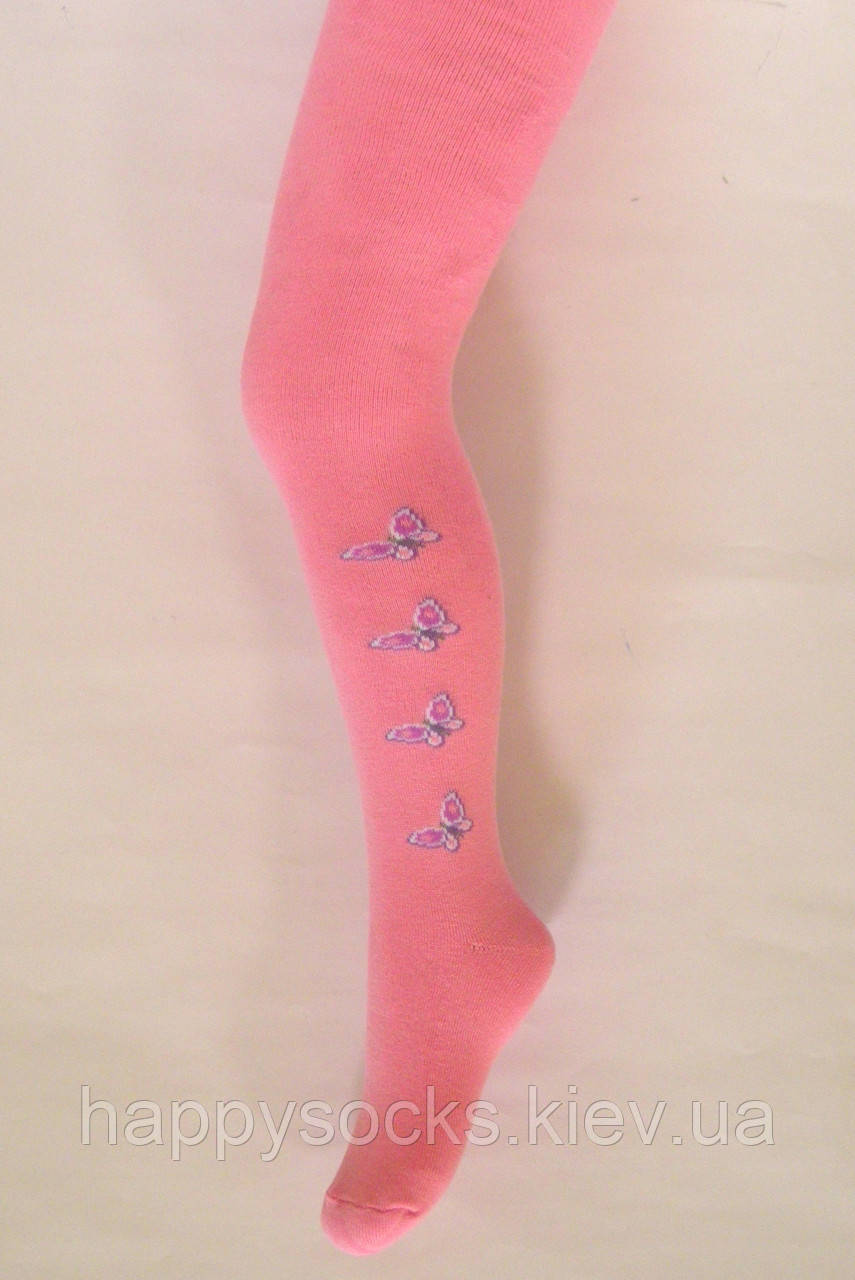 Бавовняні демісезонні колготки рожевого кольору з малюнком