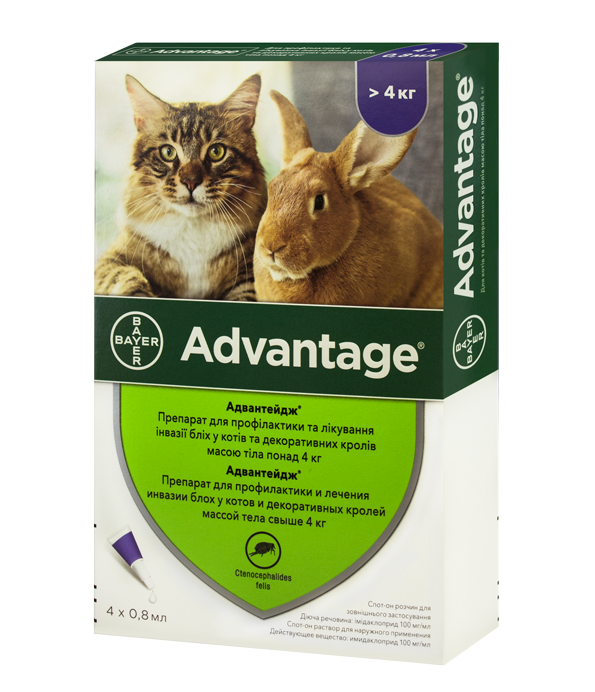 Bayer Advantage 80 краплі для кішок понад 4 кг (1 піпетка)