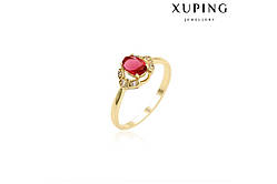 Перстень з червоним каменем 14К - 16,5 розмір