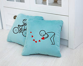 Набір подушок для закоханих «Велосипед» флок
