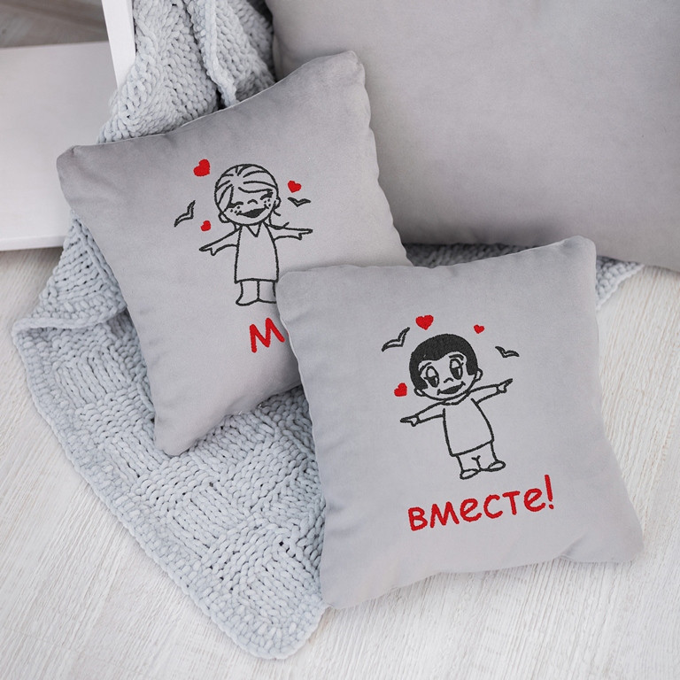 Набір подушок для закоханих «Ми разом!» флок, фото 1