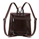 Рюкзак сумка (трансформер) міський жіночий шкіряний (червоний), фото 4